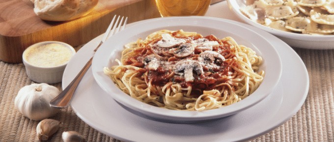 restaurant meal of spaghetti