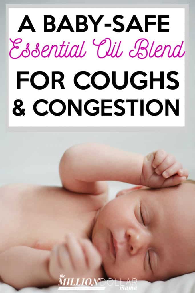 How to naturally ease a cold in babies using a baby-safe essential oil blend for coughs & congestion along with a natural cough syrup.