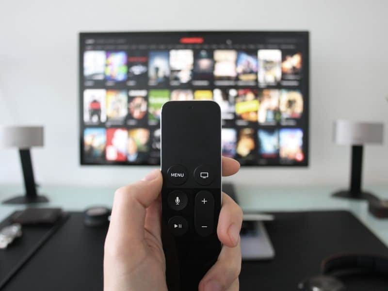 remote pointing at a tv
