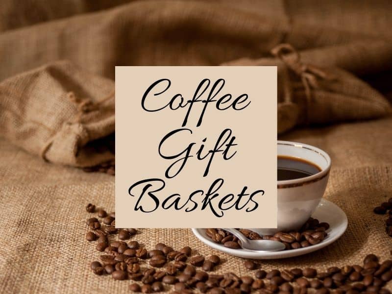 a cup of coffee on a tables with coffee beans scattered with text overlay