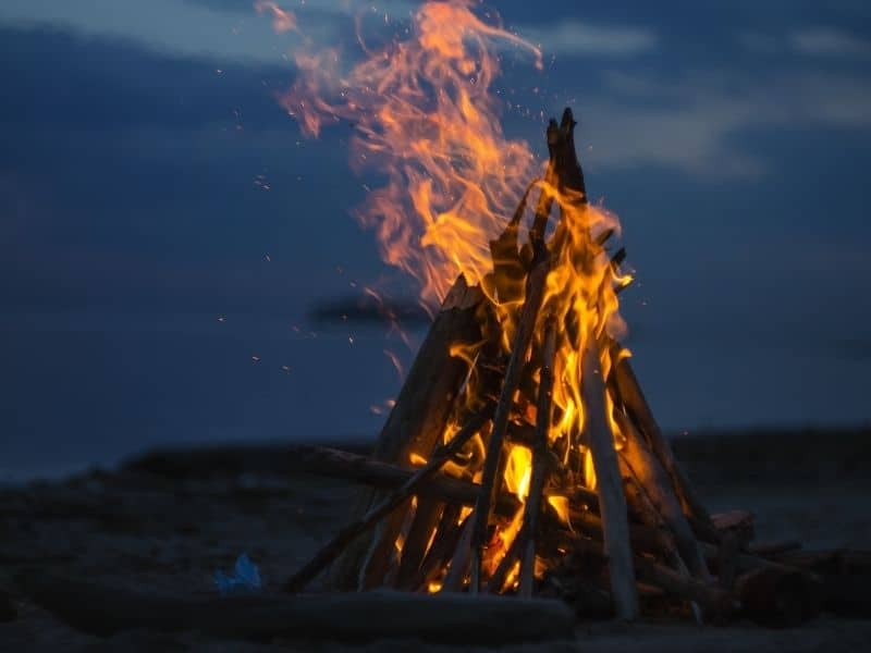 a bonfire on the beach