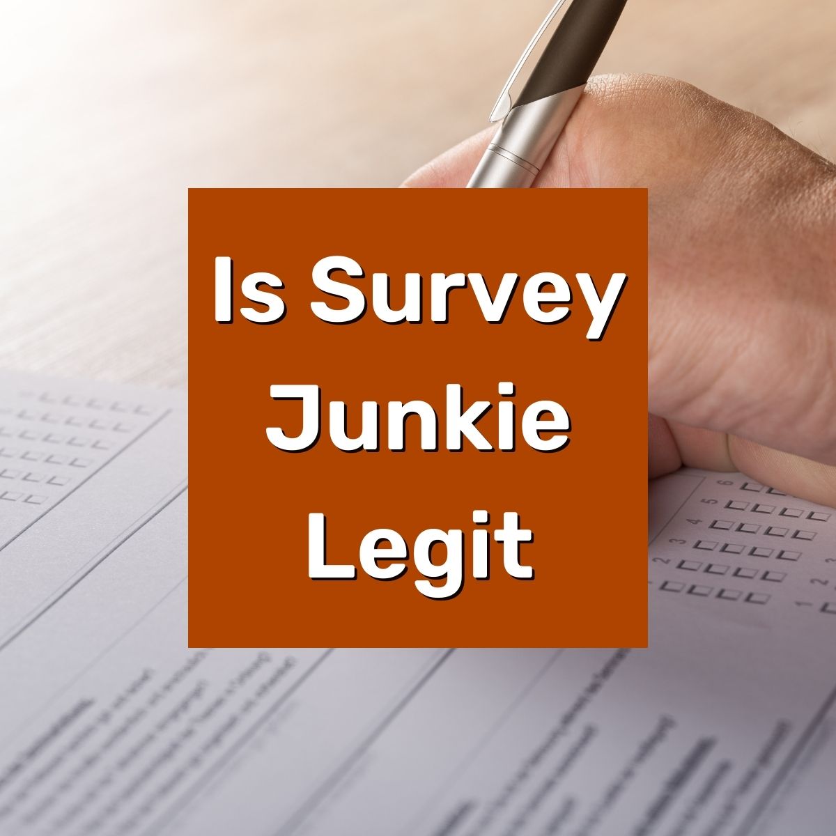 a hand writing on a survey with text overlay