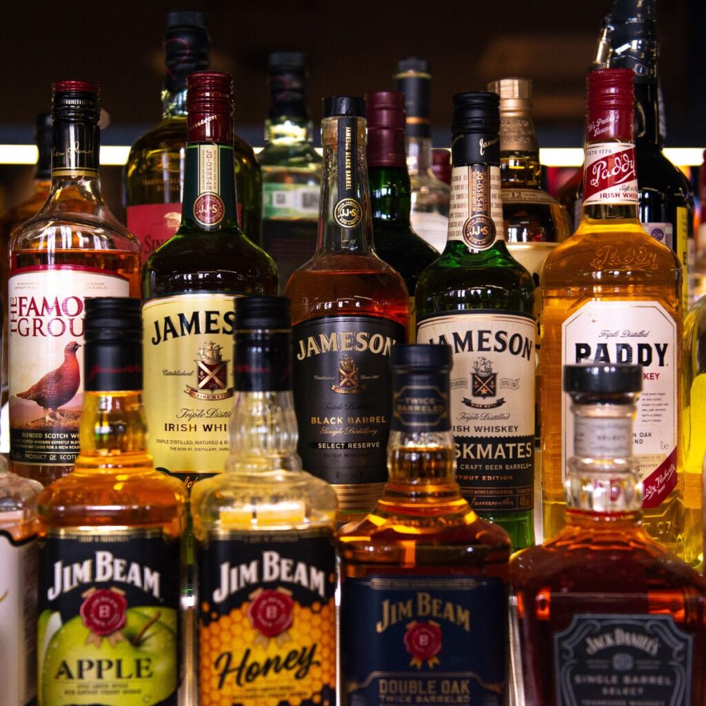 a collection of alcohol