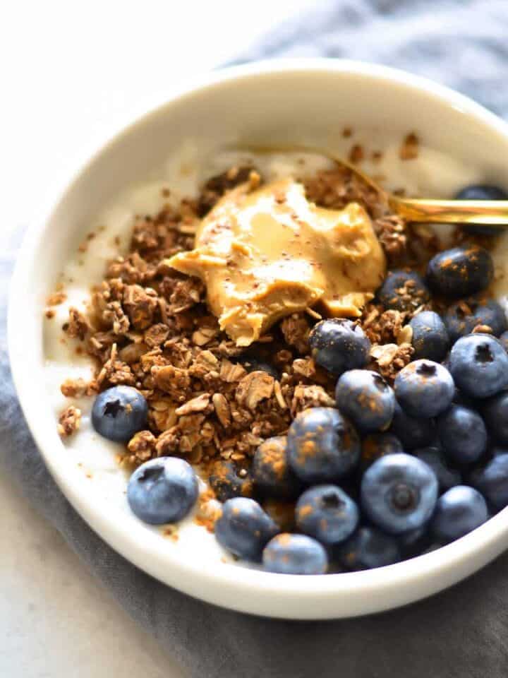Blueberry Granola Yogurt Bowl with Almond Butter